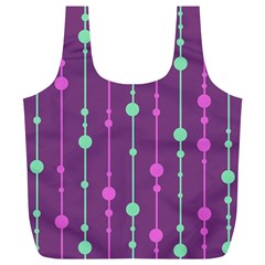 Purple and green pattern Full Print Recycle Bags (L) 