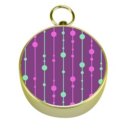 Purple And Green Pattern Gold Compasses by Valentinaart