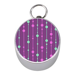 Purple and green pattern Mini Silver Compasses