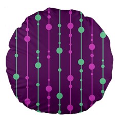 Purple and green pattern Large 18  Premium Flano Round Cushions