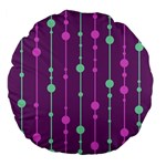 Purple and green pattern Large 18  Premium Flano Round Cushions Front