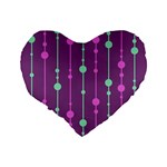 Purple and green pattern Standard 16  Premium Flano Heart Shape Cushions Back