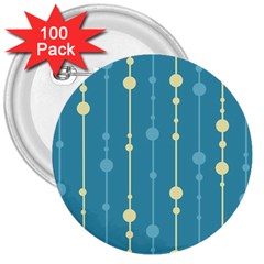 Blue Pattern 3  Buttons (100 Pack) 