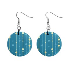 Blue Pattern Mini Button Earrings