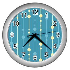 Blue Pattern Wall Clocks (silver) 