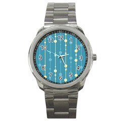 Blue Pattern Sport Metal Watch