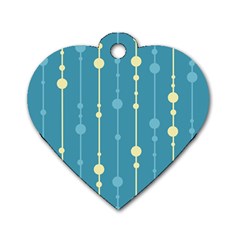 Blue Pattern Dog Tag Heart (two Sides)