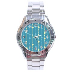 Blue Pattern Stainless Steel Analogue Watch