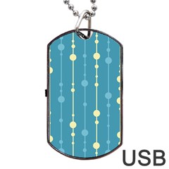 Blue Pattern Dog Tag Usb Flash (one Side) by Valentinaart