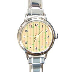 Pastel Pattern Round Italian Charm Watch