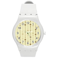 Brown Pattern Round Plastic Sport Watch (m)