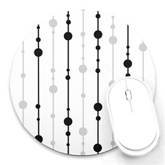 Black And White Elegant Pattern Round Mousepads