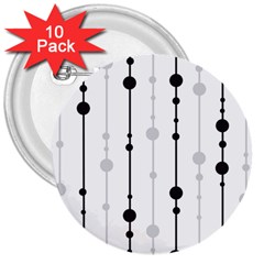 Black And White Elegant Pattern 3  Buttons (10 Pack) 