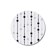 Black And White Elegant Pattern Rubber Round Coaster (4 Pack) 