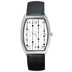 Black And White Elegant Pattern Barrel Style Metal Watch by Valentinaart