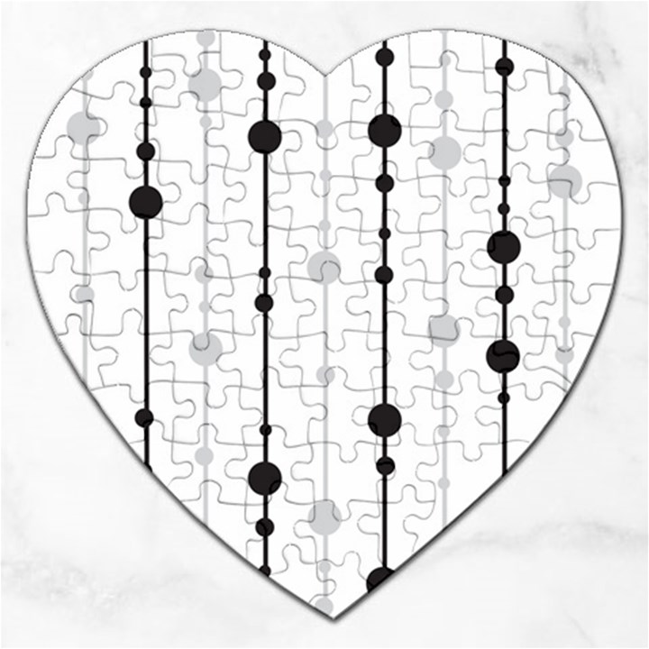 Black and white elegant pattern Jigsaw Puzzle (Heart)