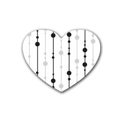 Black And White Elegant Pattern Heart Coaster (4 Pack) 