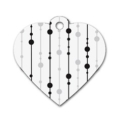 Black And White Elegant Pattern Dog Tag Heart (one Side)