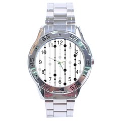 Black And White Elegant Pattern Stainless Steel Analogue Watch by Valentinaart