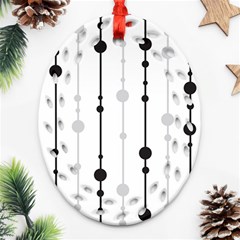 Black And White Elegant Pattern Ornament (oval Filigree) 