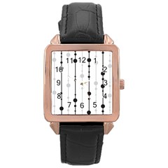 Black And White Elegant Pattern Rose Gold Leather Watch 