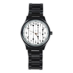 Black And White Elegant Pattern Stainless Steel Round Watch