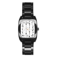 Black And White Elegant Pattern Stainless Steel Barrel Watch