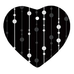 Black And White Pattern Ornament (heart)  by Valentinaart