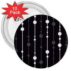 Black And White Pattern 3  Buttons (10 Pack) 