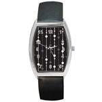 Black and white pattern Barrel Style Metal Watch Front