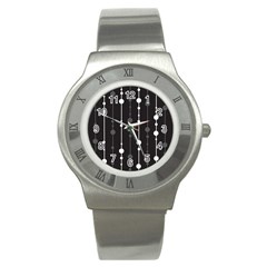 Black And White Pattern Stainless Steel Watch