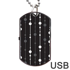 Black And White Pattern Dog Tag Usb Flash (one Side) by Valentinaart