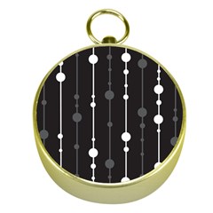 Black And White Pattern Gold Compasses