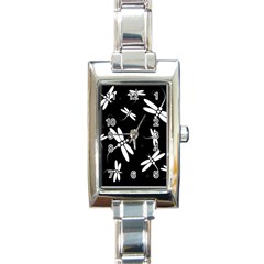 Dragonflies Pattern Rectangle Italian Charm Watch