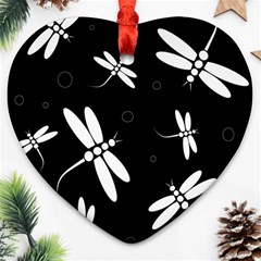 Dragonflies Pattern Ornament (heart)  by Valentinaart