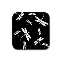 Dragonflies Pattern Rubber Square Coaster (4 Pack)  by Valentinaart