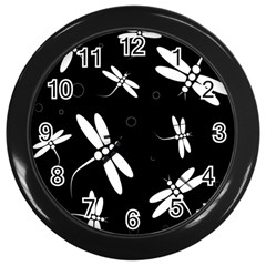 Dragonflies Pattern Wall Clocks (black)