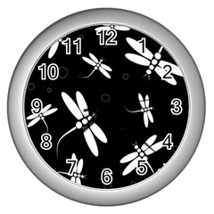 Dragonflies Pattern Wall Clocks (silver) 