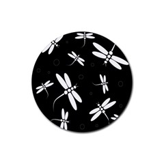 Dragonflies Pattern Rubber Round Coaster (4 Pack)  by Valentinaart