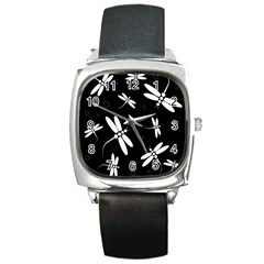 Dragonflies Pattern Square Metal Watch