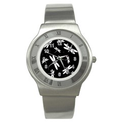 Dragonflies Pattern Stainless Steel Watch