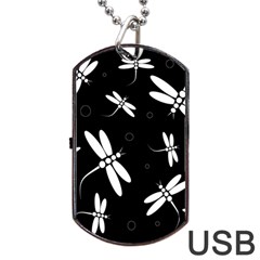 Dragonflies Pattern Dog Tag Usb Flash (one Side) by Valentinaart