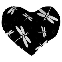 Dragonflies Pattern Large 19  Premium Heart Shape Cushions by Valentinaart