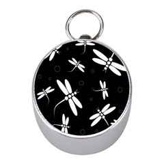 Dragonflies Pattern Mini Silver Compasses