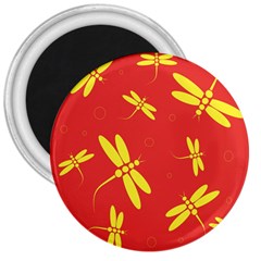 Red And Yellow Dragonflies Pattern 3  Magnets by Valentinaart