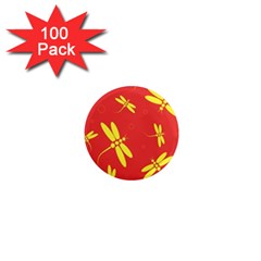 Red And Yellow Dragonflies Pattern 1  Mini Magnets (100 Pack) 