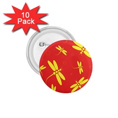 Red And Yellow Dragonflies Pattern 1 75  Buttons (10 Pack) by Valentinaart