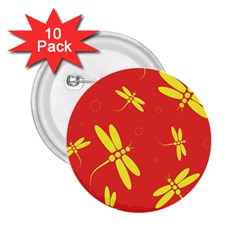 Red And Yellow Dragonflies Pattern 2 25  Buttons (10 Pack) 