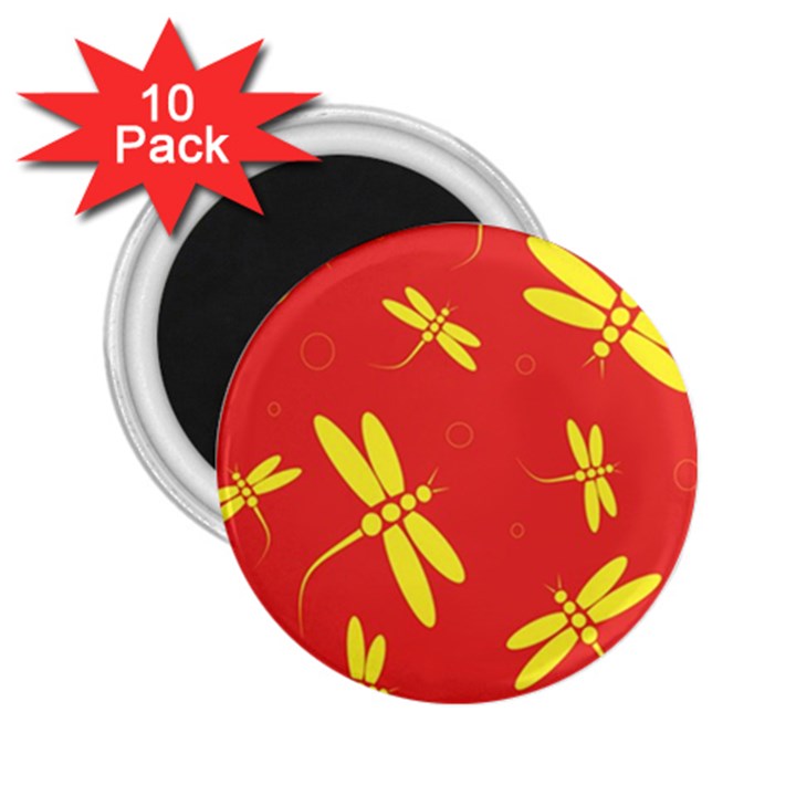 Red and yellow dragonflies pattern 2.25  Magnets (10 pack) 