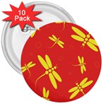 Red and yellow dragonflies pattern 3  Buttons (10 pack)  Front